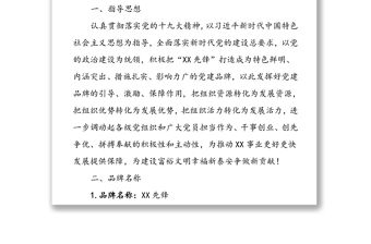 關于開展“XX先鋒”黨建品牌創建活動的實施方案