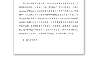 某某公司项目部党支部书记履行基层党建工作责任述职报告