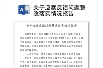 關(guān)于巡察反饋問題整改落實(shí)情況報(bào)告