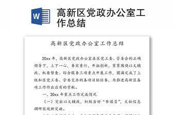 高新區(qū)黨政辦公室工作總結(jié)