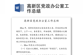 高新區(qū)黨政辦公室工作總結(jié)
