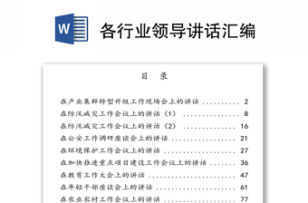 各行業(yè)領導講話匯編