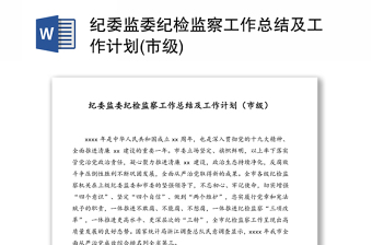 紀(jì)委監(jiān)委紀(jì)檢監(jiān)察工作總結(jié)及工作計(jì)劃(市級(jí))