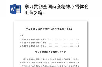 學習貫徹全國兩會精神心得體會匯編(3篇)
