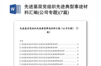 先進基層黨組織先進典型事跡材料匯編(公司專題)(7篇)