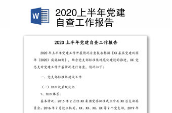 2020上半年黨建自查工作報告