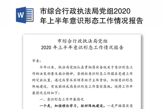 市综合行政执法局党组2020年上半年意识形态工作情况报告