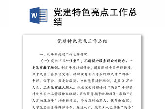 黨建特色亮點工作總結