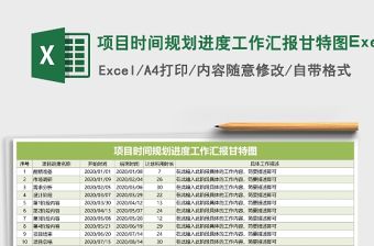項目時間規劃進度工作匯報甘特圖Execl表格Excel表格