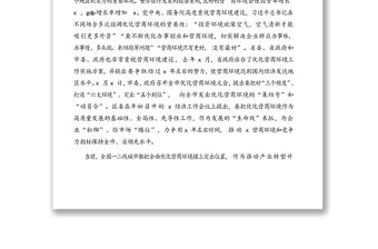 在全區優化營商環境大會上的講話