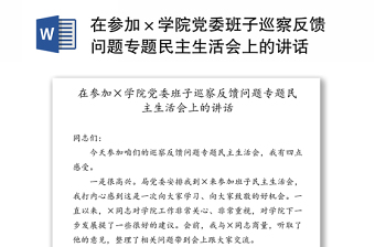 2022在涉糧巡察反饋問題專題民主生活會上的發(fā)言材料