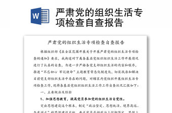 嚴(yán)肅黨的組織生活專項(xiàng)檢查自查報(bào)告