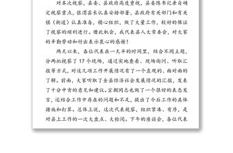 在市縣人大代表集中視察匯報座談會上的講話