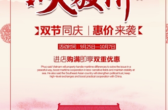 粉色中国风灯笼装饰欢度国庆节海报模板设计图片