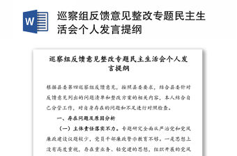 巡察組反饋意見整改專題民主生活會個人發言提綱
