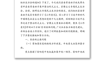 集中整治形式主義官僚主義專題民主生活會(huì)對(duì)照檢查材料