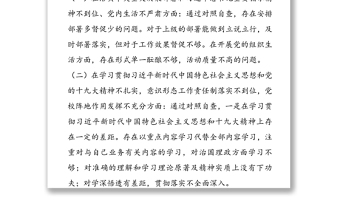 巡视反馈意见整改专题民主生活会个人对照检查材料