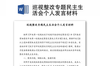 巡視整改專題民主生活會(huì)個(gè)人發(fā)言材料