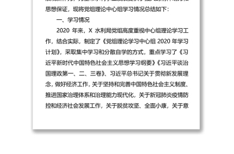 2020年黨組理論中心組學(xué)習(xí)工作總結(jié)（水利局）