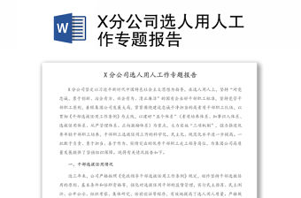 X分公司選人用人工作專題報告
