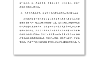 學校黨支部2020年黨風廉政建設工作總結