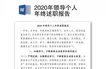 2020年領導個人年終述職報告