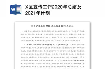 X區宣傳工作2020年總結及2021年計劃