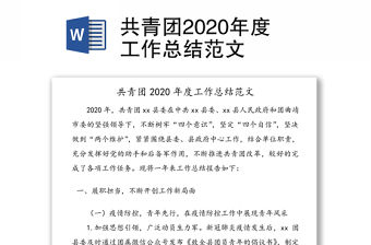 共青團2020年度工作總結范文