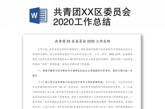 共青团XX区委员会2020工作总结