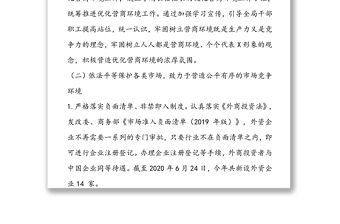 2020年優(yōu)化營商環(huán)境工作自查自糾情況報告