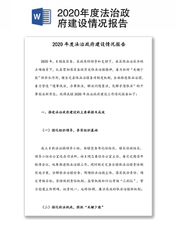 2020年度法治政府建设情况报告