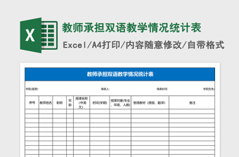 教师承担双语教学情况统计表Excel表格
