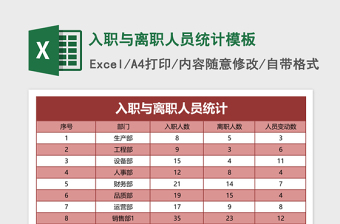 入職與離職人員統(tǒng)計(jì)excel表格模板