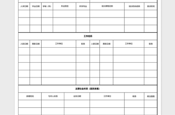 員工情況登記表excel模板