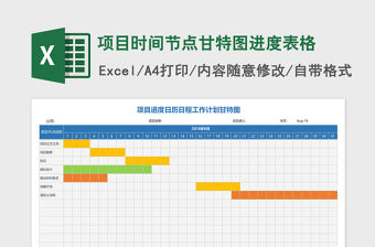 項目時間節點甘特圖進度表格Excel模板
