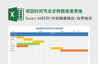 項目時間節(jié)點甘特圖進(jìn)度表格Excel模板