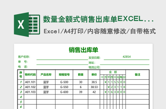 數(shù)量金額式銷售出庫(kù)單EXCEL表格模板