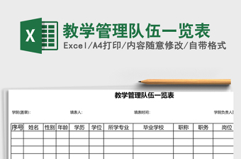 教学管理队伍一览表Excel模板