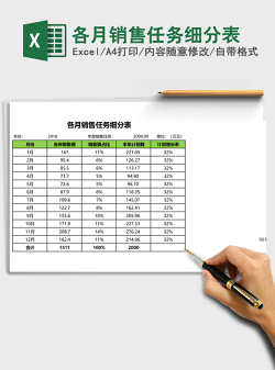 各月销售任务细分表Excel模板