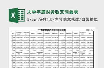 大学年度财务收支简要表Excel表格