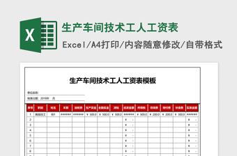 生产车间技术工人工资表Excel模板
