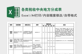 各类税收中央地方分成表