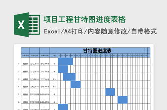 项目工程甘特图进度表格Excel模板