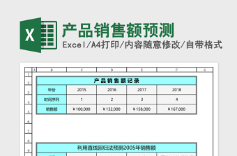 產(chǎn)品銷售額預(yù)測(cè)excel模板