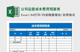 2021品管部運營費用預算表免費下載