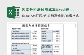 因素分析法預測成本Execl表格