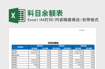 科目余額表Excel模板