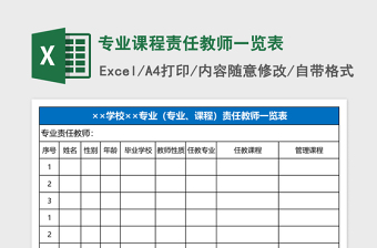 专业课程责任教师一览表Excel表格