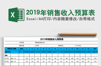 2019年销售收入预算表Excel模板