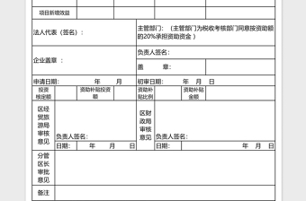 企业旅游业发展和网点建设财政资助项目审批表